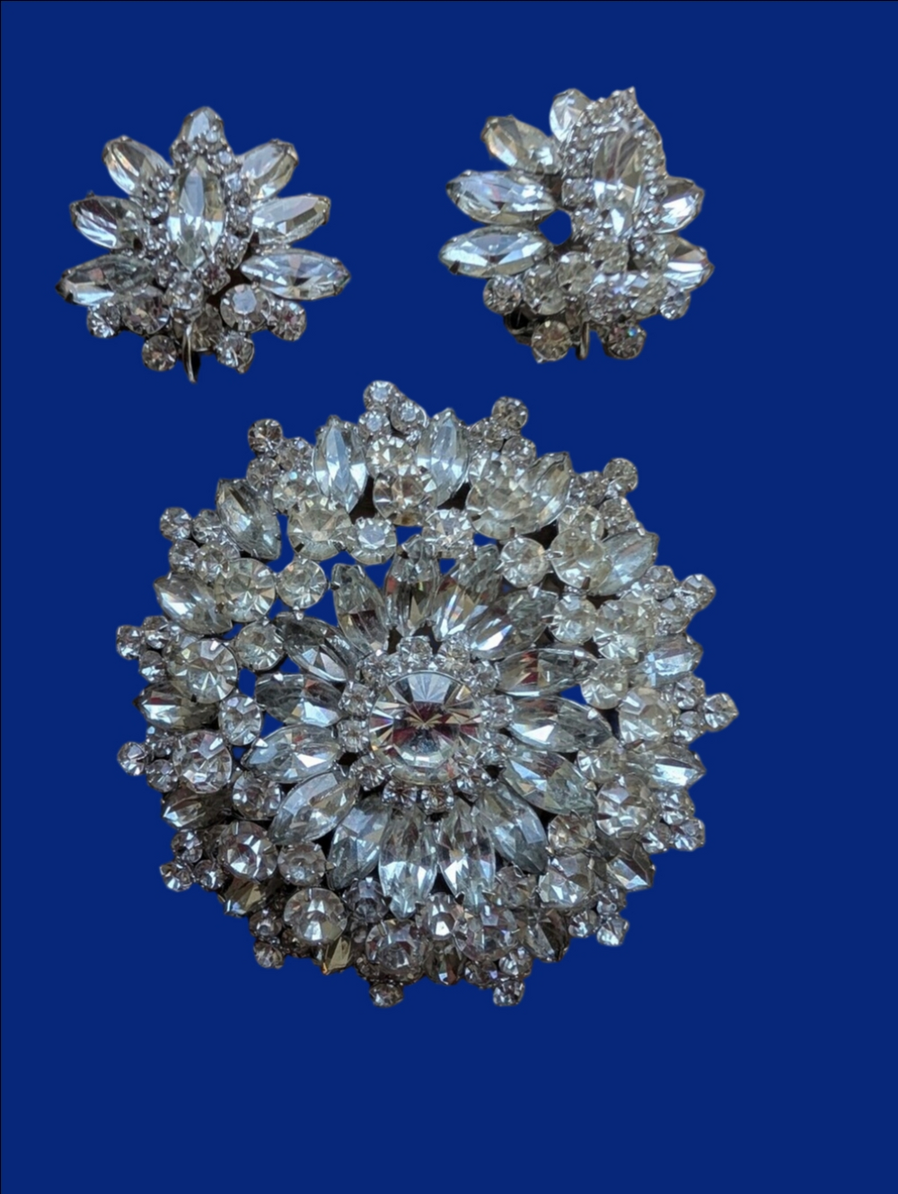 Vintage Juliana Brooch With Earrings Large Crystal Rhinestones
